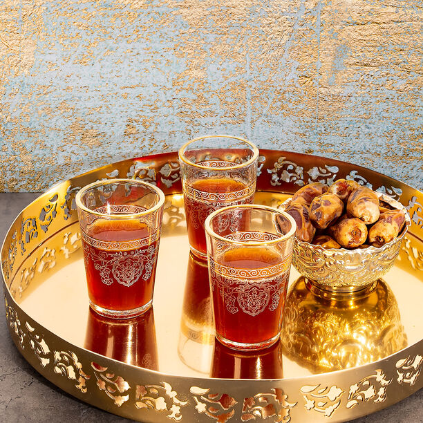 Golden transparent Moroccan tea glass set 6 pcs image number 2