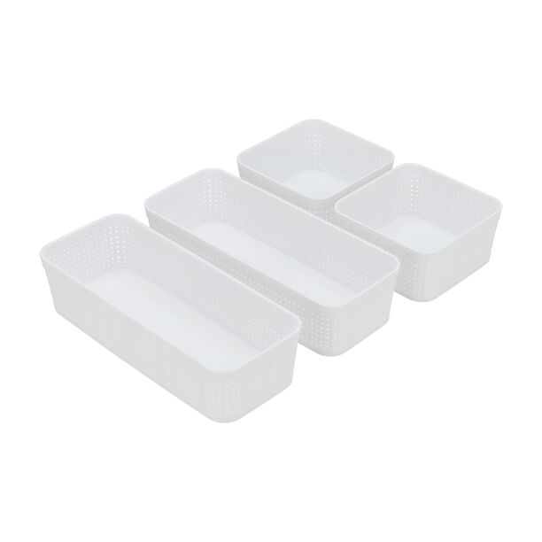 Buy WHITE ORGANIZER TRAY with DIVIDERS WOVEN SET OF 5 Online