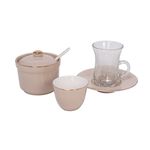 Zukhroof beige porcelain and glass Tea and coffee cups set 20 pcs image number 1