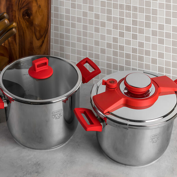 Alberto Pressure Cookers Set With Red Handles image number 4