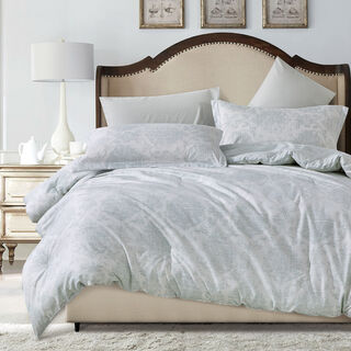 Cottage Microfiber King Comforter 6 Pcs Set, White/Grey, 230*250Cm