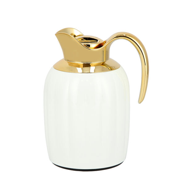 Dallaty pumpk steel vacuum flask white and gold 1L image number 1