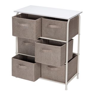 6 Drawer Storage Shelf Whole：60*30*73Cm, Drawer：26.8*26.8*20Cm Brown