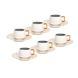 Dallaty grey and white porcelain Turkish coffee cups set 12 pcs