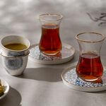 طقم أكواب شاي وفناجين قهوة سعودية زجاج وبورسلان أبيض 18 قطعة من لاميسا image number 4