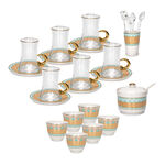 28Pc Arabic Tea And Coffee set Porcelain Fairuz Green image number 1