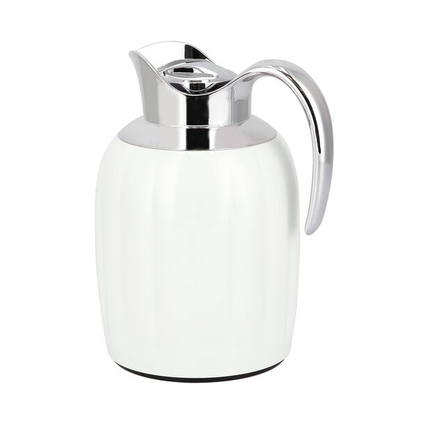 Dallaty pumpk steel vacuum flask white & chrome 1L image number 2