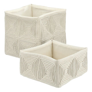 Homez white and bamboo storage basket set 2 pcs