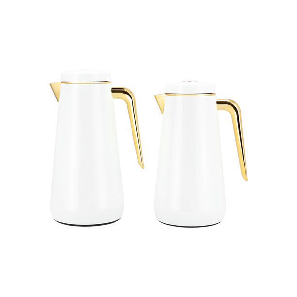 Dallaty set of 2 steel vacuum flask white/gold 1.0L and 1..3L image number 0
