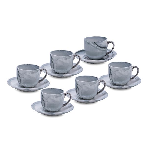 La Mesa dark grey marble English tea cups set 12 pcs image number 0